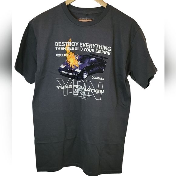 Yung Rich Nation Other - YRN Yung Rich Nation Destruction Tee Color Gray Size Medium